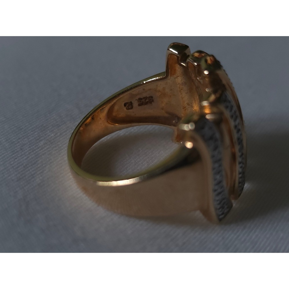 Vintage Gold Plated Sterling Silver 925 Wavy Statement Ring Size 9 Two Tone - Picture 8 of 8